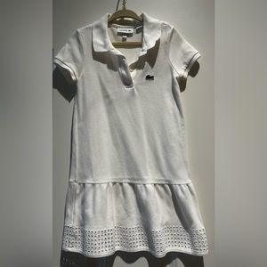 Girls white Lacoste classic white cotton dress size 4 (like new)